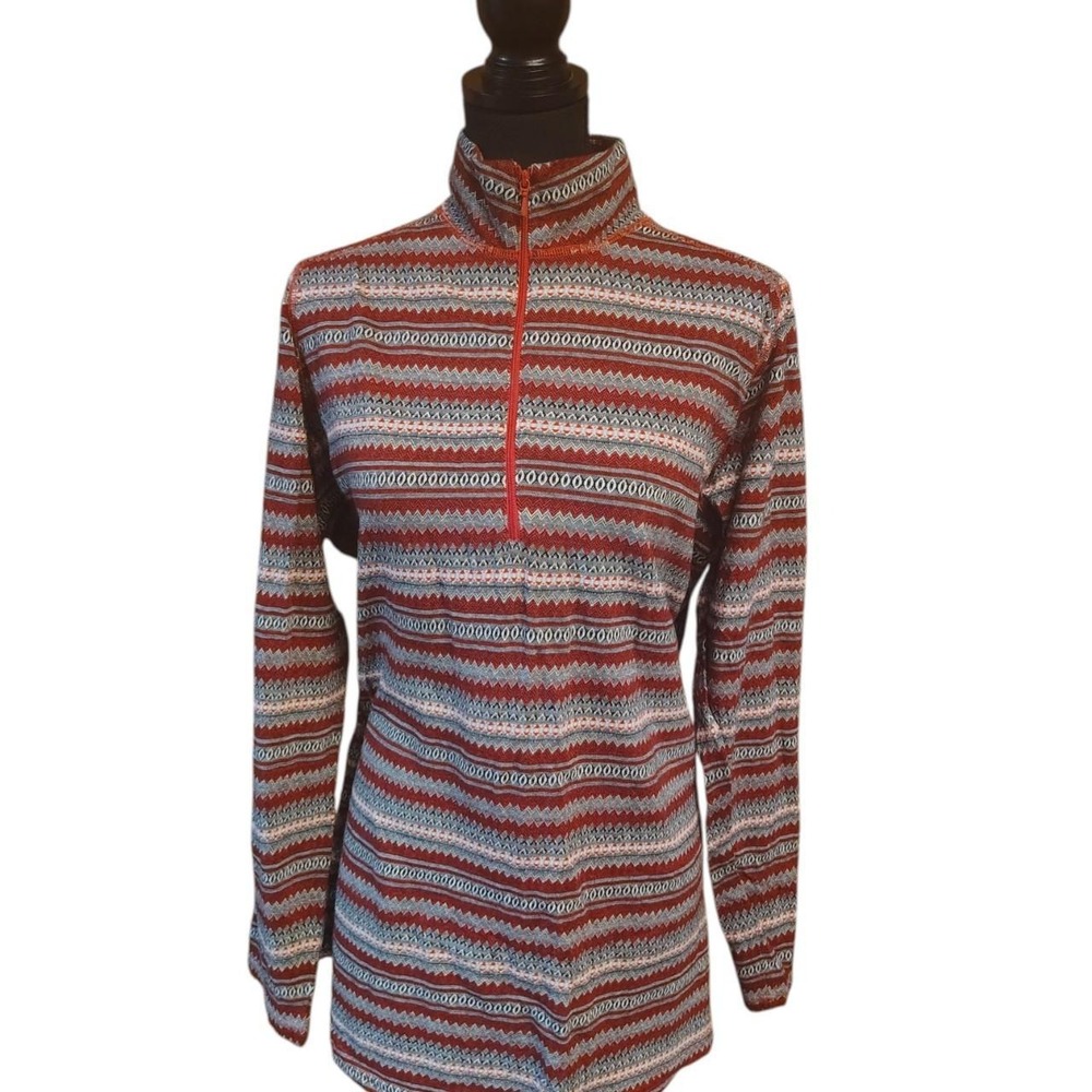 Woolrich Red Striped Quarter Zip Pullover Shirt Womens 2X Fair Isle Adventure